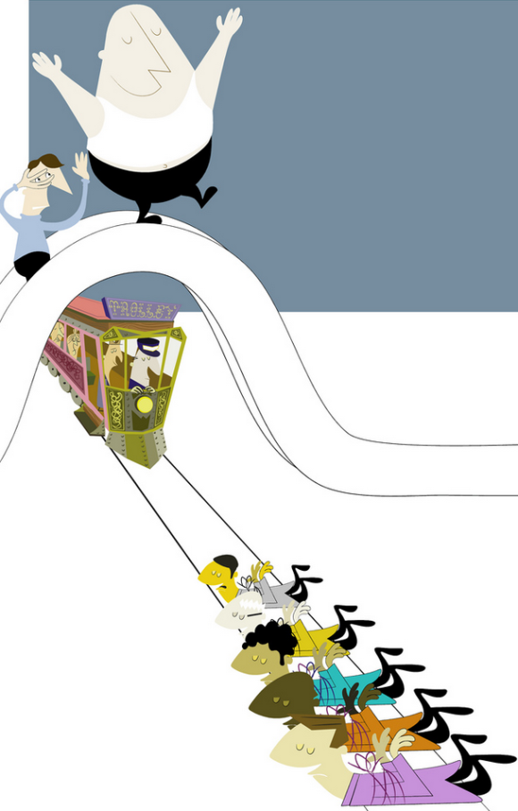 the modified trolley problem, illustrated