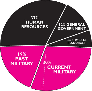 The W.R.L. fiscal year 2007 federal spending pie chart shows that past and current military spending takes up 49% of your income tax dollar