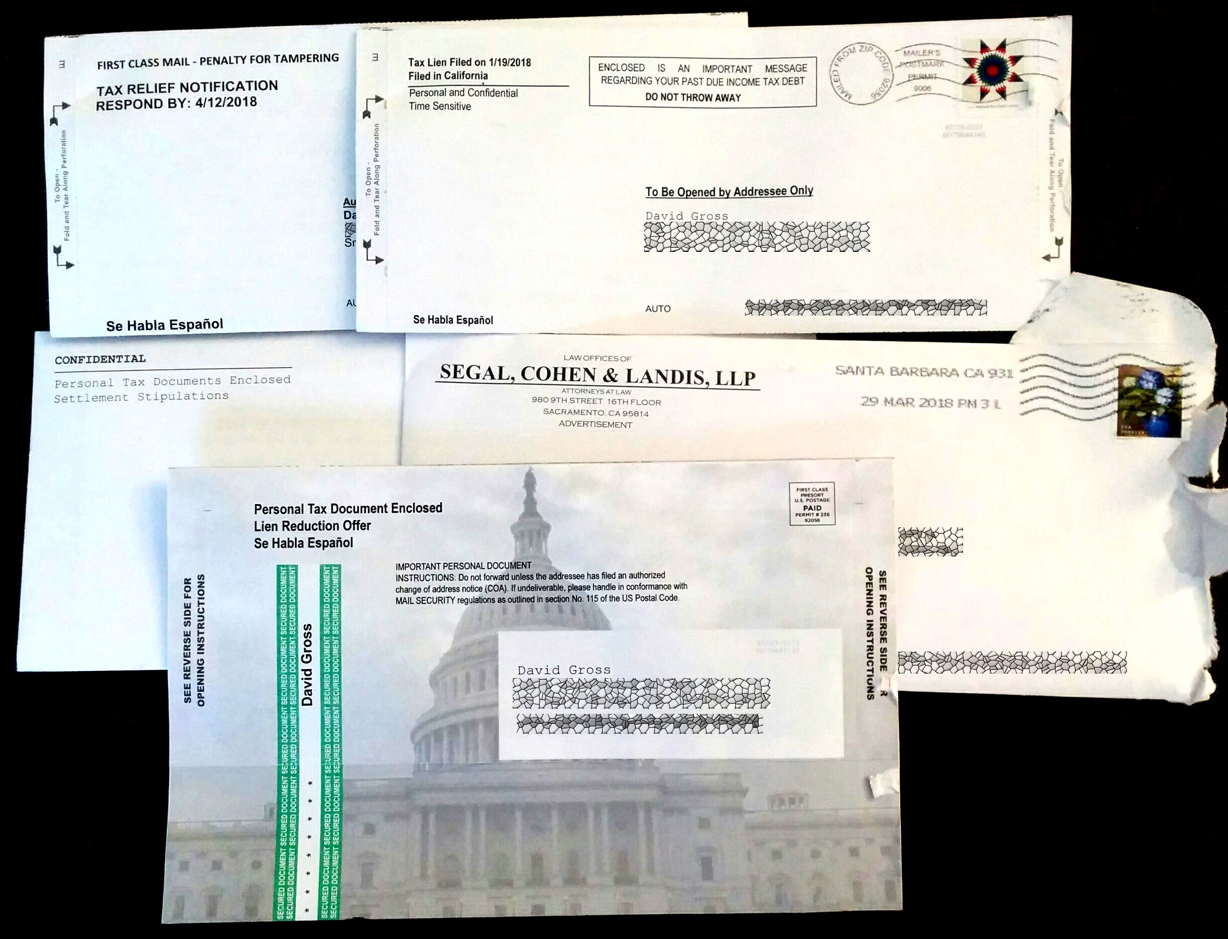 five letters from yesterday’s mail